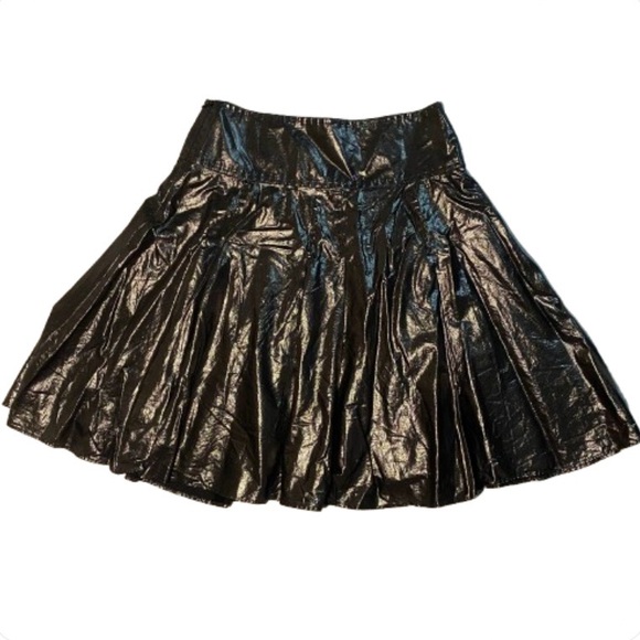 Roberta Scarpa Women's Gun Metallic Grey Pleated Ruffle Skirt Made in Italy - Picture 2 of 10